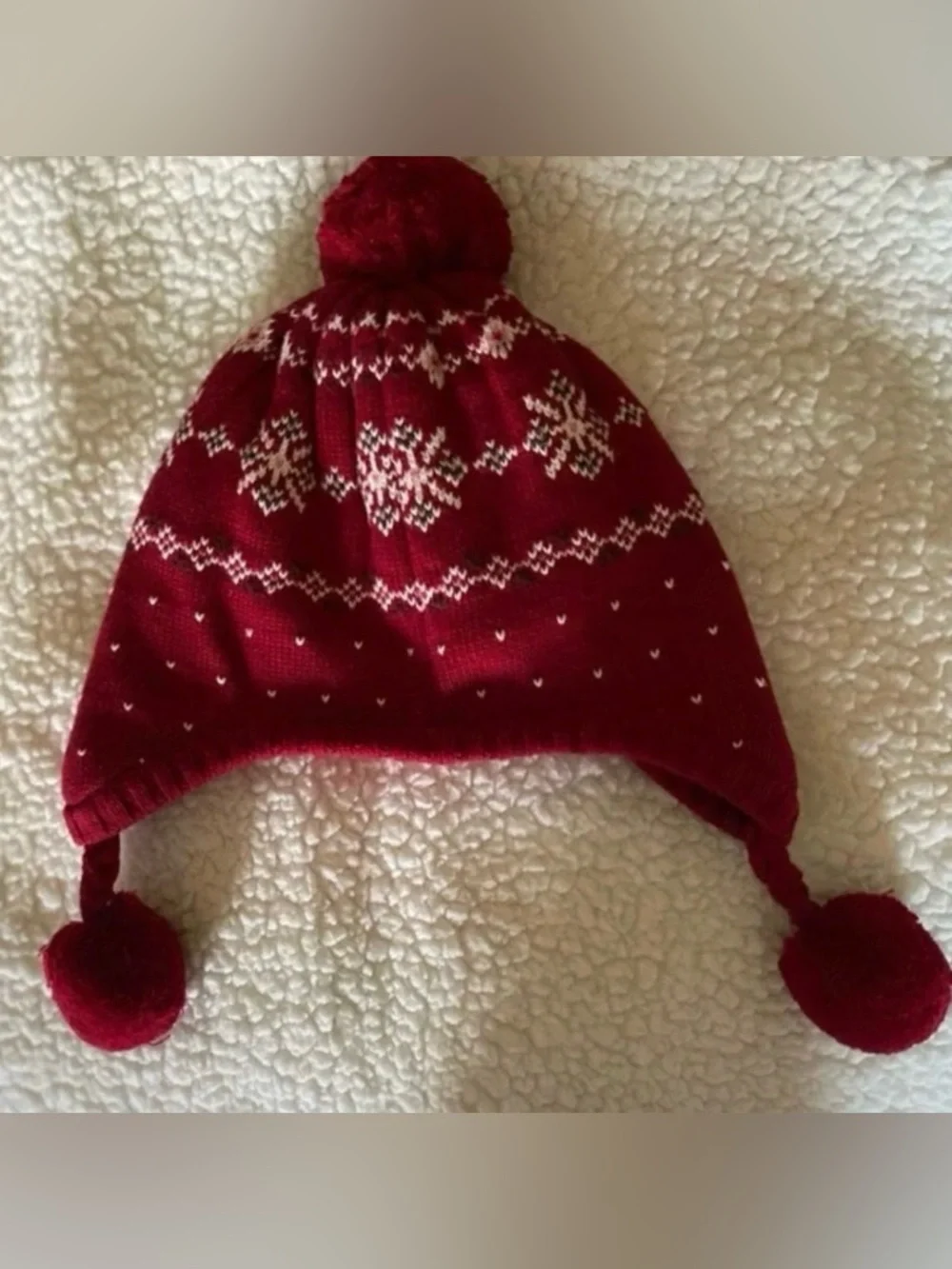 Gymboree Fair Isle Print Red Fleece Lined Hat EUC Girls - Picture 3 of 8